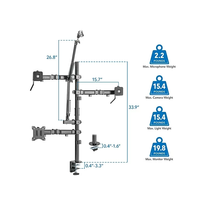 Mount-It! All-in-One Adjustable Studio Camera Setup Single Mount, Up To 32", Black (MI-481) - Image 3