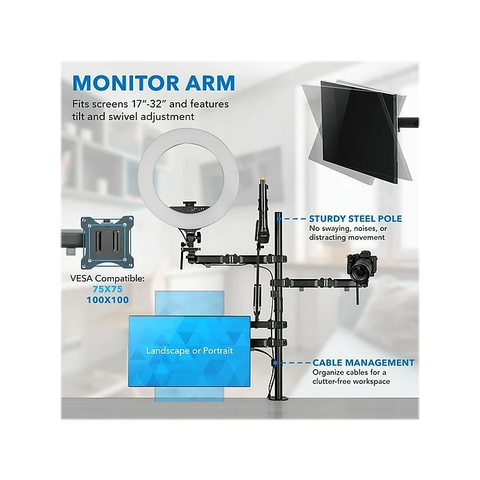 Mount-It! All-in-One Adjustable Studio Camera Setup Single Mount, Up To 32", Black (MI-481) - Image 7