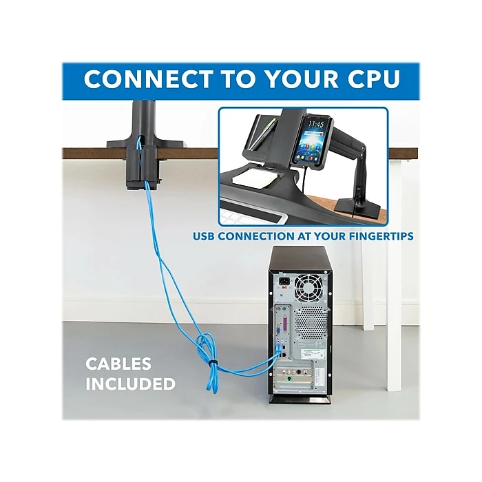 Mount-It! Adjustable Dual-Monitor Mount, Up To 27", Black (MI-7984) - Image 4