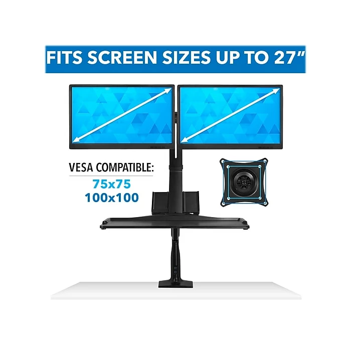 Mount-It! Adjustable Dual-Monitor Mount, Up To 27", Black (MI-7984) - Image 8