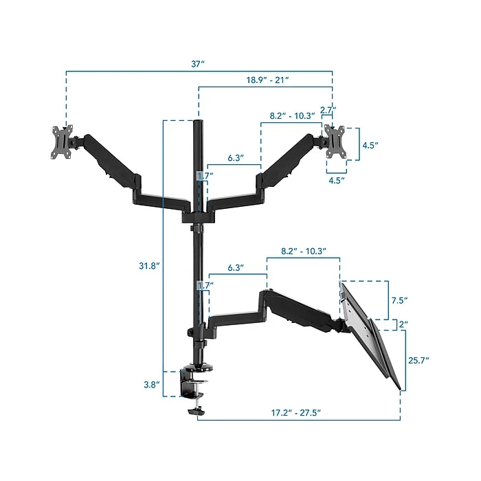 Mount-It! Adjustable Monitor Mount, Up To 32", Black (MI-7996) - Image 4