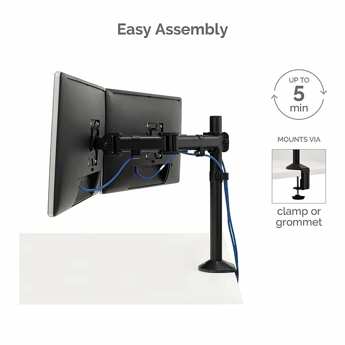 Fellowes Reflex Dual Adjustable Monitor Arm, Up To 27", Black (8502601) - Image 4