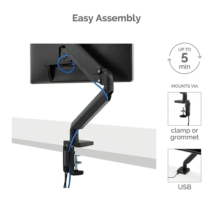 Fellowes Platinum Series Adjustable Monitor Arm, Up To 32", Black (8043301) - Image 4