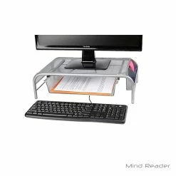 Mind Reader Metal Mesh Monitor Stand With Drawer, Silver (MESHMONSTA-SIL)