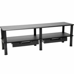 Mind Reader Dual-Monitor Riser With Drawers, Black (DBMON2TDR-BLK)