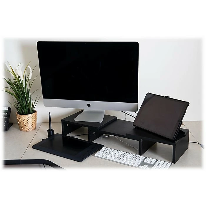 Mind Reader 2 Tier Adjustable Monitor Riser, Black (MDFMOND-BLK) - Image 6