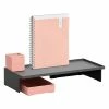 Poppin Monitor Riser With Accessory Kit, Dark Gray/Blush (108720)