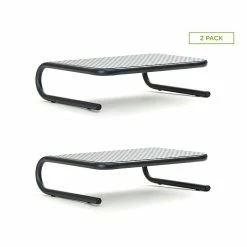 Mind Reader Metal Monitor Stand, Monitor Riser For Computer, Laptop, Desk, IMac, 2/Pack, Black (2METMONST-BLK)