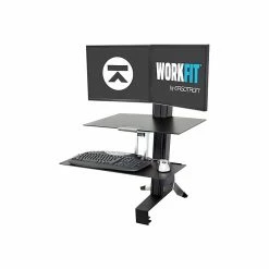 Ergotron WorkFit-S Dual Monitor Stand, Up To 24" Monitors, Black (33-349-200)