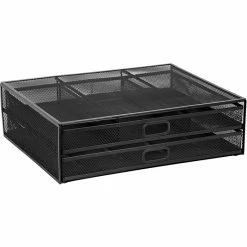 Mount-It! Monitor Stand With 2 Drawers, Up To 32", Black (MI-7365)