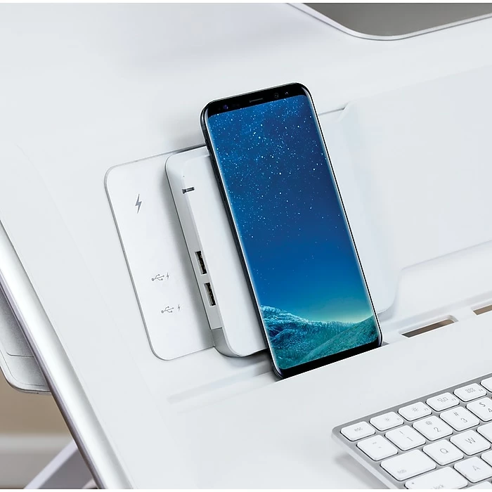 Fellowes Lotus DX Sit-Stand Workstation Adjustable Monitor Stand, White (8080201) - Image 4