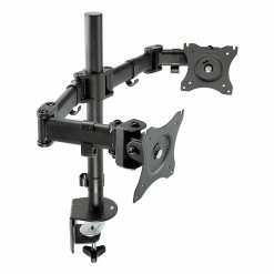 Post-it 3M Dual Monitor Mount, Swivel, Tilt, Rotate, Two Monitors Up To 28.5" & 20 Lbs. Each, Clamp Or Grommet, No Tools, Black (MM200B)