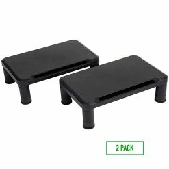 Mind Reader Small Monitor Stand, Durable Plastic Monitor Riser, For Computer Monitor, Laptop, 2/Pack, Black (2SMPLMON-BLK)