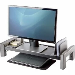 Fellowes Professional Series Monitor Stand, Up To 32", Black/Silver (8037401)