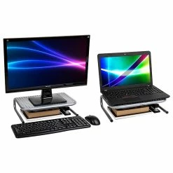 Mind Reader Metal Monitor Stand, Monitor Riser For Computer/Laptop/Desk/iMac 2-Pack, Silver (2METMONST-SIL)