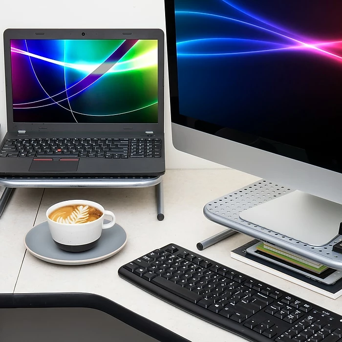 Mind Reader Metal Monitor Stand, Monitor Riser For Computer/Laptop/Desk/iMac 2-Pack, Silver (2METMONST-SIL) - Image 2