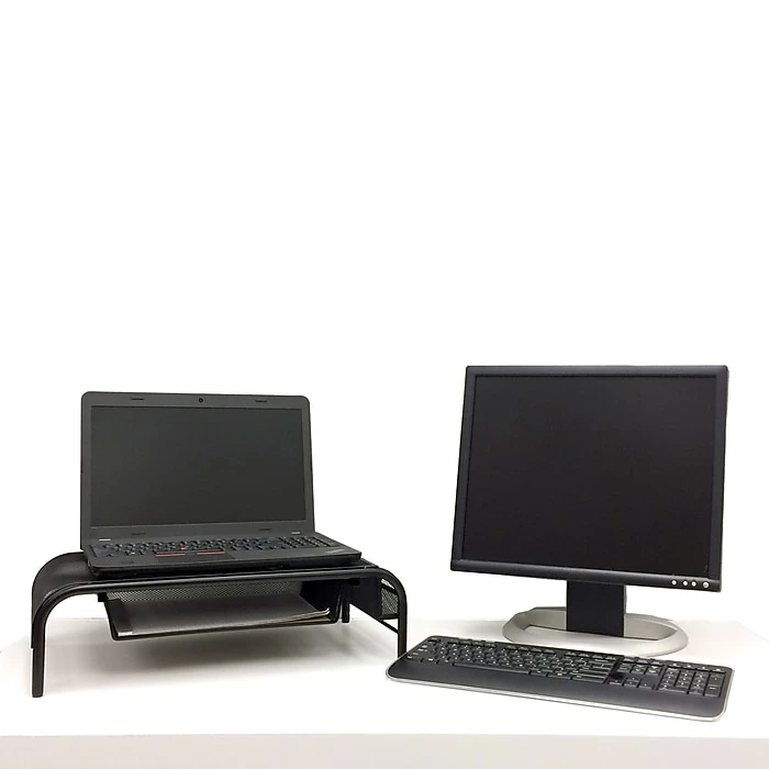 Mind Reader Metal Mesh Monitor Stand And Desk Organizer With Drawer, Monitor Riser, Black , 2/Pack (2MESHMON-BLK) - Image 4