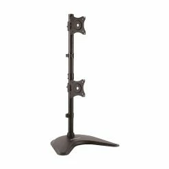 StarTech Vertical Dual Monitor Stand, Steel, Adjustable, Up To 27", Black (ARMBARDUOV)