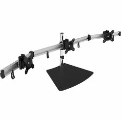 SIIG Easy-Adjust Triple Monitor Desk Stand Adjustable, Up To 27", Black/Silver (CEMT2111S1)