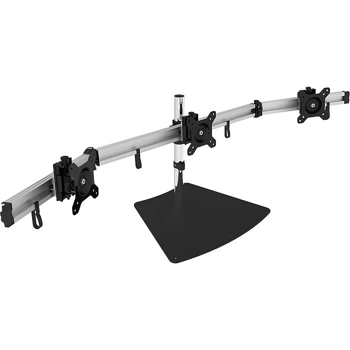 SIIG Easy-Adjust Triple Monitor Desk Stand Adjustable, Up To 27", Black/Silver (CEMT2111S1)