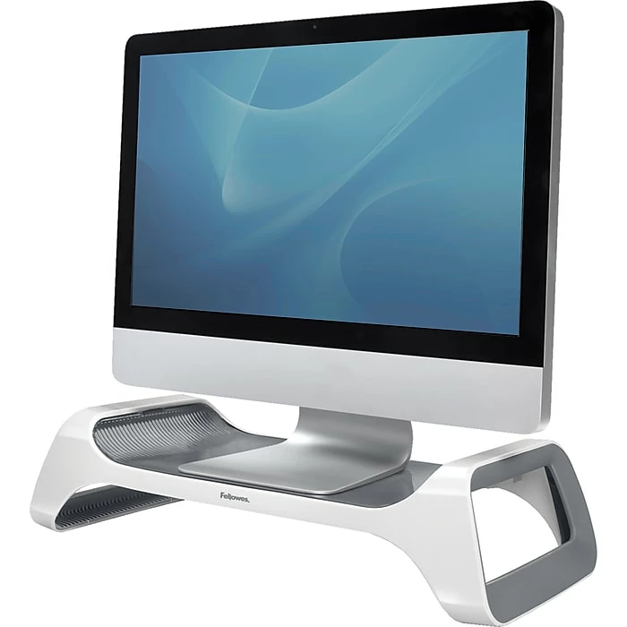 Fellowes I-Spire Series Monitor Stand, Up To 21", White/Gray (9311101)