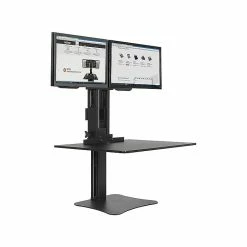 Victor Technology High Rise™ Manual Dual Monitor Standing Desk, 28" W, Laminate Wood (DC350)