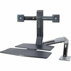 Ergotron WorkFit-A Dual Monitor Stand, Up To 24" Monitors, Black/Polished Aluminum (24-316-026)