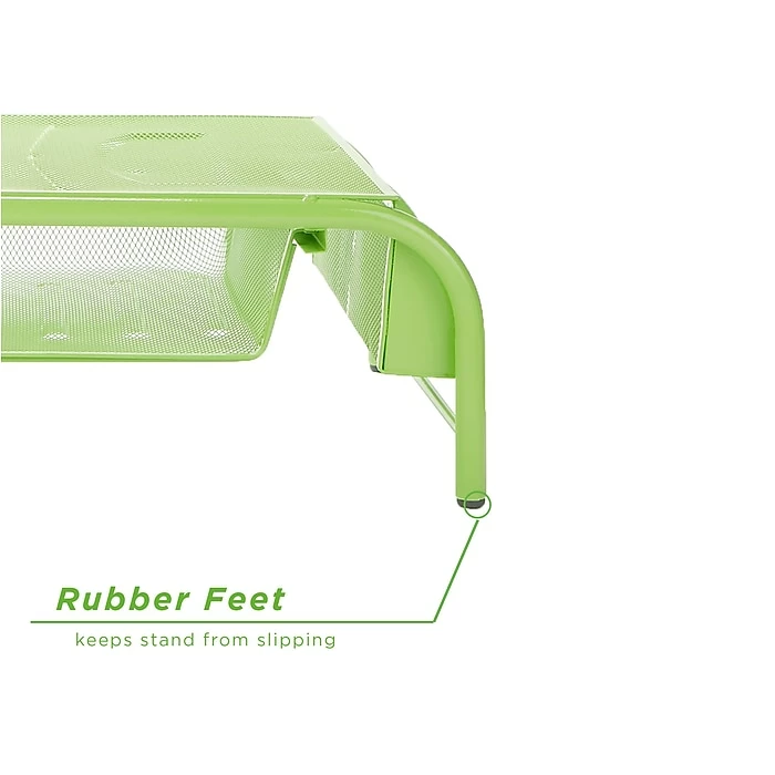 Mind Reader Metal Mesh Monitor Stand And Desk Organizer With Drawer, Desktop Monitor Stand Organizer, Green (MESHMONSTA-GRN) - Image 4