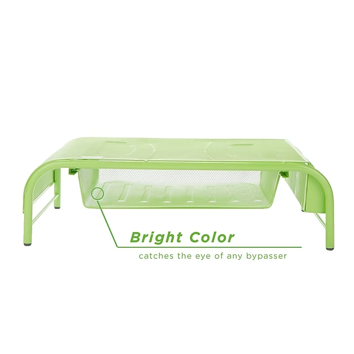 Mind Reader Metal Mesh Monitor Stand And Desk Organizer With Drawer, Desktop Monitor Stand Organizer, Green (MESHMONSTA-GRN) - Image 5