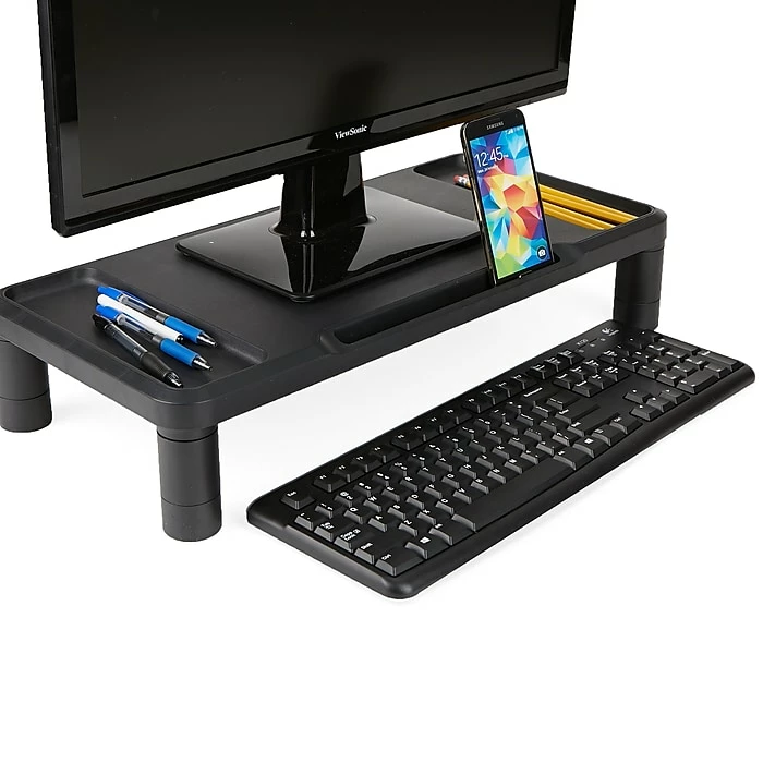 Mind Reader Monitor Stand, Durable Plastic Monitor Riser, For Computer Monitor, Laptop, PC, MacBook, Black (LGPLMONST-BLK)