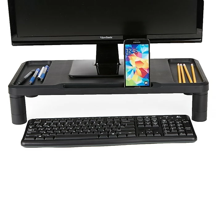 Mind Reader Monitor Stand, Durable Plastic Monitor Riser, For Computer Monitor, Laptop, PC, MacBook, Black (LGPLMONST-BLK) - Image 3