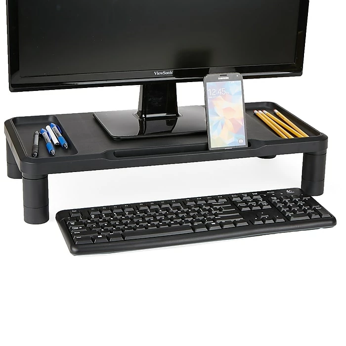 Mind Reader Monitor Stand, Durable Plastic Monitor Riser, For Computer Monitor, Laptop, PC, MacBook, Black (LGPLMONST-BLK) - Image 5