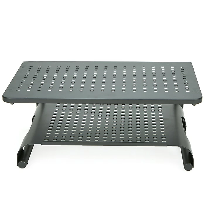 Mind Reader Monitor Stand Riser, 2 Tier, Ventilated Metal For Computer Monitor, Laptop, Storage For Keyboard, Black (MON2T-BLK) - Image 5
