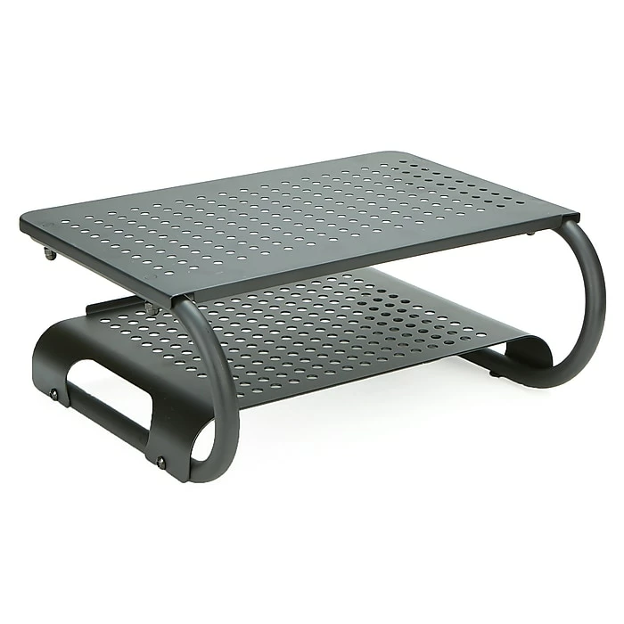 Mind Reader Monitor Stand Riser, 2 Tier, Ventilated Metal For Computer Monitor, Laptop, Storage For Keyboard, Black (MON2T-BLK) - Image 6
