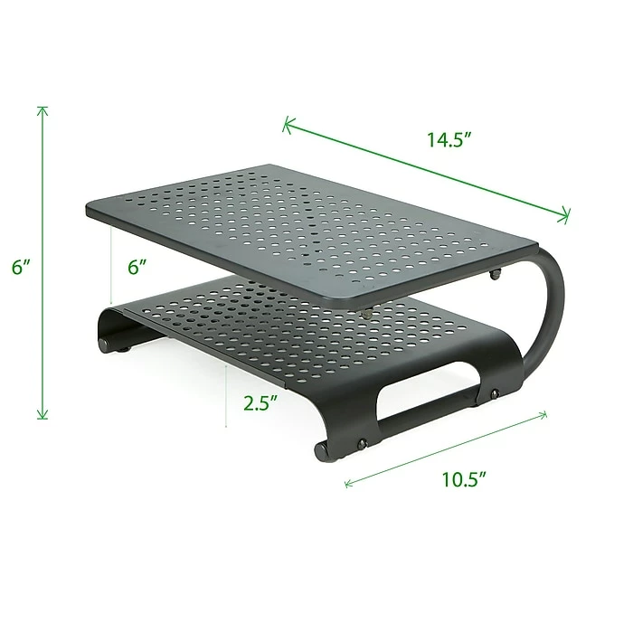 Mind Reader Monitor Stand Riser, 2 Tier, Ventilated Metal For Computer Monitor, Laptop, Storage For Keyboard, Black (MON2T-BLK) - Image 7