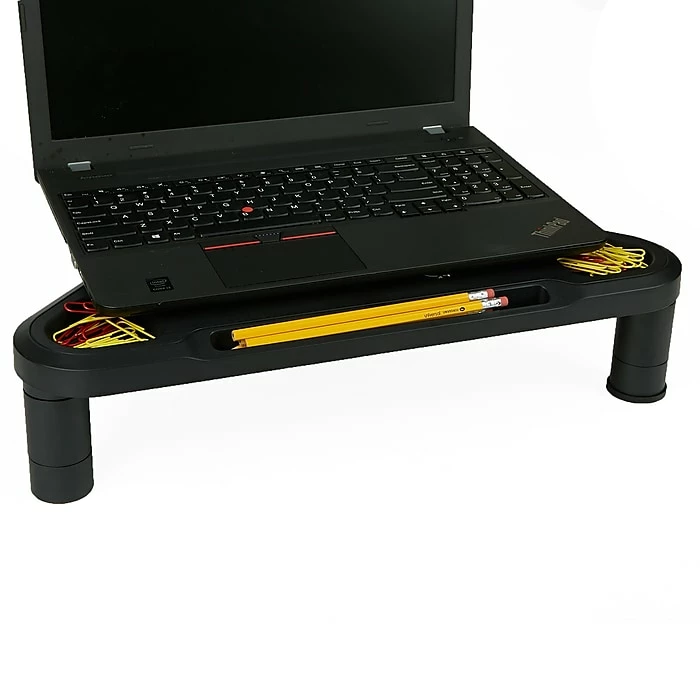 Mind Reader Monitor Stand Riser, For Computer Monitor, Laptop, 2/Pack, Black (2PLTRISTA-BLK) - Image 3