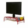 Mind Reader Metal Mesh Monitor Stand And Desk Organizer With Drawer, Desktop Monitor Stand Organizer, Red (MESHMONSTA-RED)