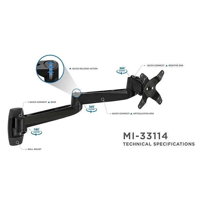 Mount-It! Modular Mount Adjustable Monitor Stands, Up To 27" Monitors, Black (MI-33114-BLK) - Image 4