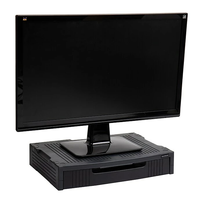 Mind Reader Monitor Stand With Storage Drawer, Black, (SUPMONST-BLK)