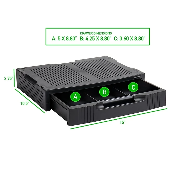 Mind Reader Monitor Stand With Storage Drawer, Black, (SUPMONST-BLK) - Image 3