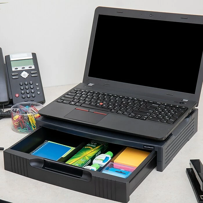 Mind Reader Monitor Stand With Storage Drawer, Black, (SUPMONST-BLK) - Image 4