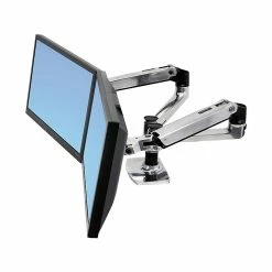 Ergotron LX Dual Side-by-Side Monitor Arm, Up To 27" Monitor, Black (45-245-026)