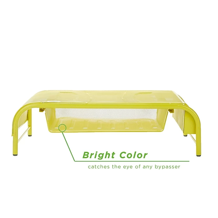 Mind Reader Metal Mesh Monitor Stand And Desk Organizer With Drawer, Desktop Monitor Stand Organizer, Yellow (MESHMONSTA-YLW) - Image 5