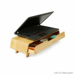 EMS Mind Reader DRMONBM-BRN Eco-Friendly Bamboo Monitor Stand With Drawer, Brown