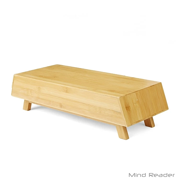 EMS Mind Reader DRMONBM-BRN Eco-Friendly Bamboo Monitor Stand With Drawer, Brown - Image 5