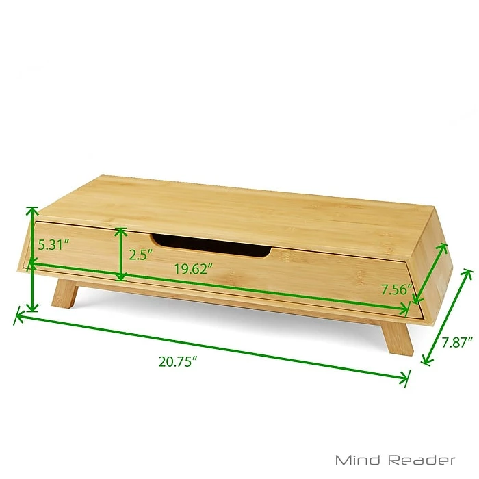 EMS Mind Reader DRMONBM-BRN Eco-Friendly Bamboo Monitor Stand With Drawer, Brown - Image 7