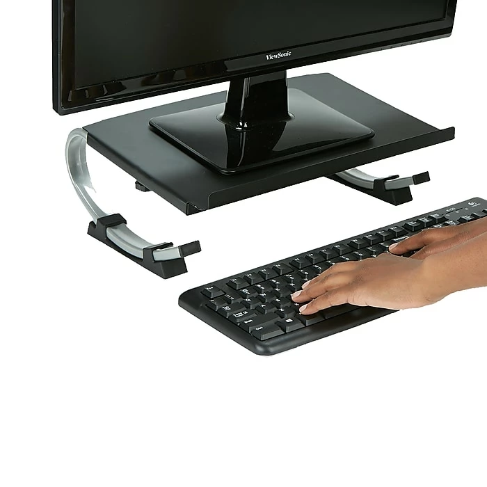 Mind Reader Monitor Stand Riser, Adjustable Anti-Slip, Ventilated Rectangle Metal For Computer, Laptop, Black (MONADJ-BLK) - Image 2