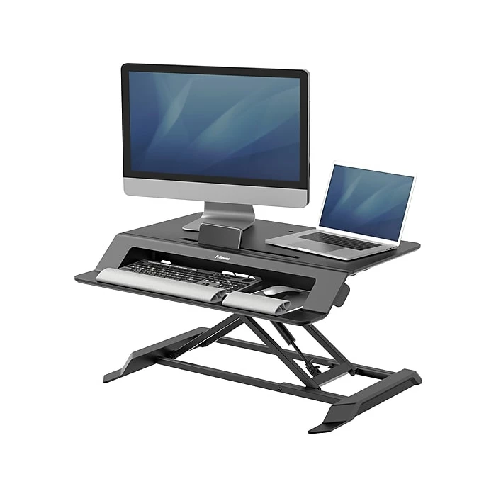 Fellowes Ergotron WorkFit-S Single LD Sit-Stand Workstation Standing Desk Adjustable Monitor Stand, Up To 27", Black (33-342-200) - Image 4