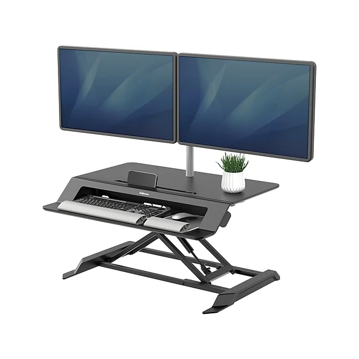 Fellowes Ergotron WorkFit-S Single LD Sit-Stand Workstation Standing Desk Adjustable Monitor Stand, Up To 27", Black (33-342-200) - Image 6