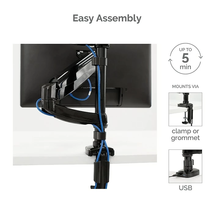 Fellowes Platinum Series Dual Stacking Adjustable Monitor Arm, Up To 32", Black (8043401) - Image 4